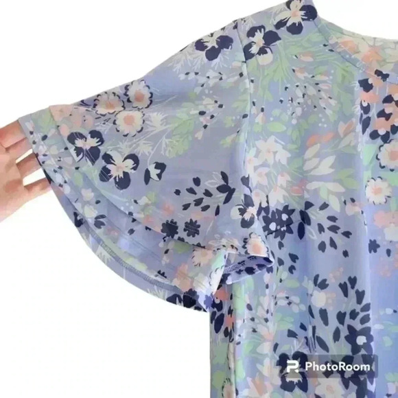 NWT Kim Rogers Blue Floral Spring/Summer Short Sleeve Dress, Sz PS - Picture 3 of 9